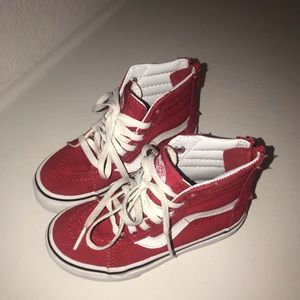 Size 10.5 toddler red white vans